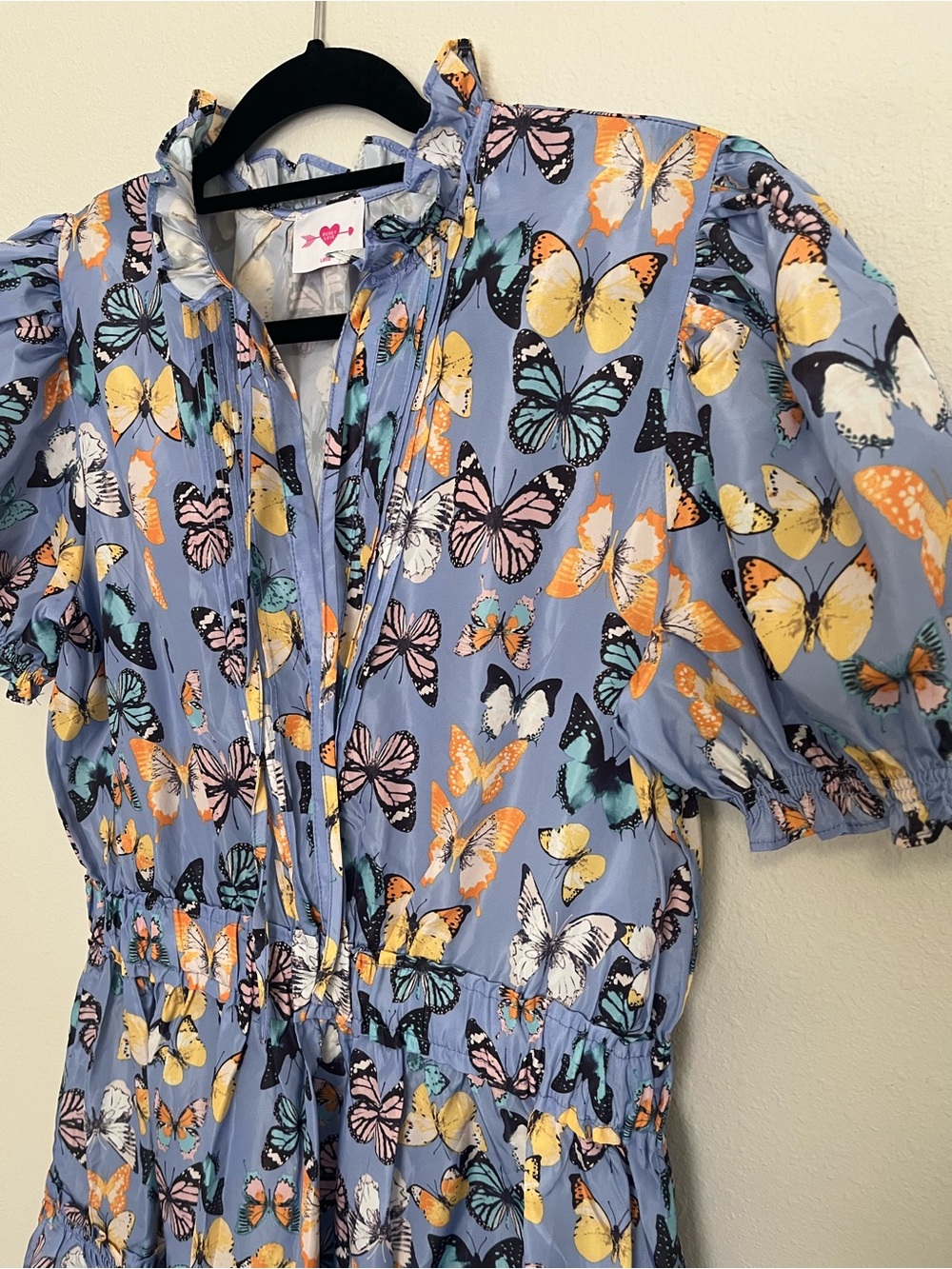Buddy Love Women's Light Blue Butterfly Print Short Dress - Picture 8 of 8